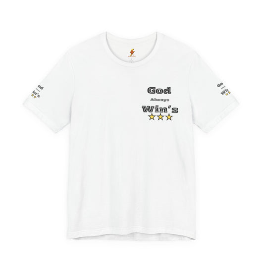 God Always Wins T-Shirt — Inspirational Faith Tee with Stars